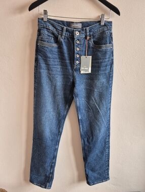 Mos Mosh Straight Leg Exposed Button Fly Cotton Jeans NWT 99% Cotton Size 27